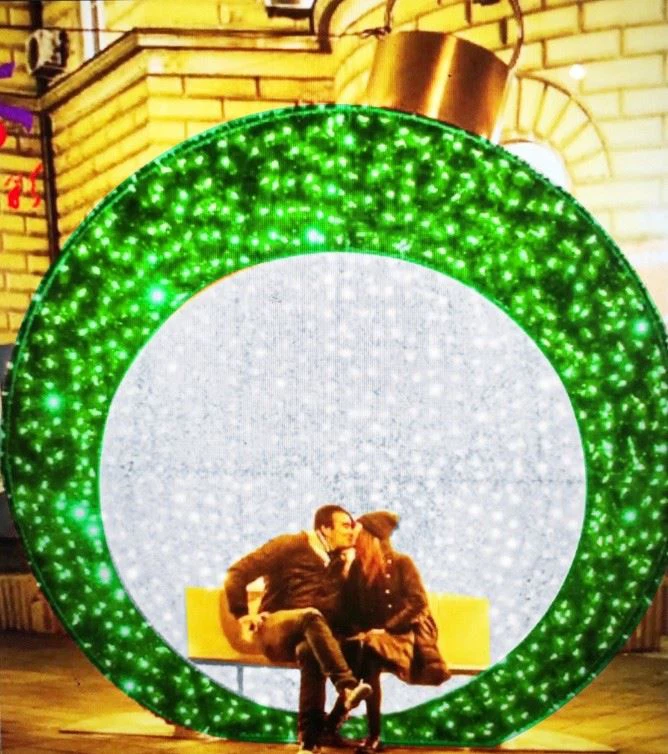 Outdoor Street Decor 3D Large LED Ball Motif Light Creative Illuminated Led Lighting Sphere Shaped Christmas Ball Light